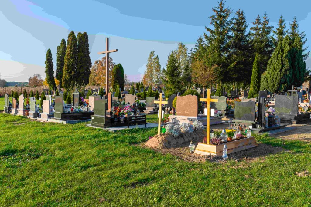 photo of a cemetery on a sunny day